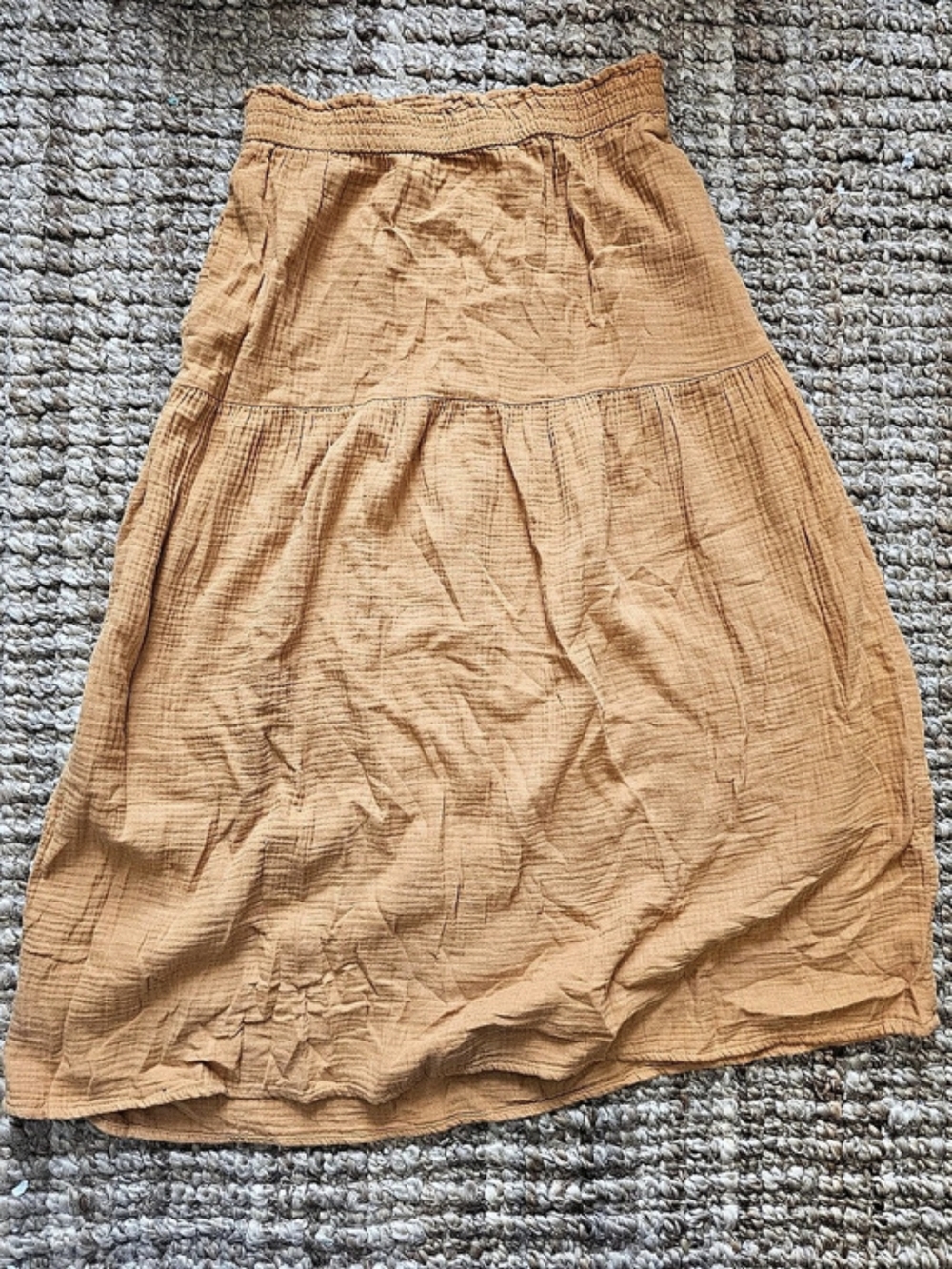 Universal Thread Boho Small WomensTextured Midi Skirt in Brown Tan Orange